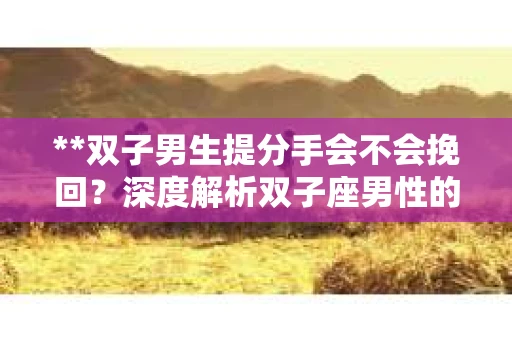 **双子男生提分手会不会挽回？深度解析双子座男性的情感决策**