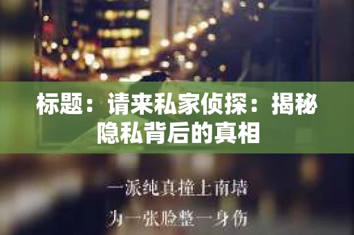 标题：请来私家侦探：揭秘隐私背后的真相