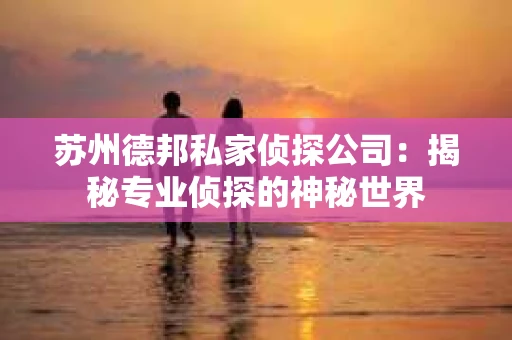 苏州德邦私家侦探公司：揭秘专业侦探的神秘世界