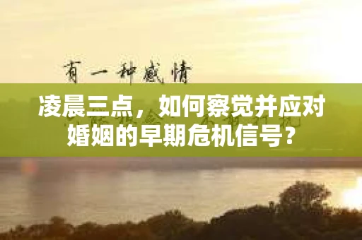 凌晨三点,如何察觉并应对婚姻的早期危机信号? 凌晨三点,如何察觉并应对婚姻的早期危机信号?